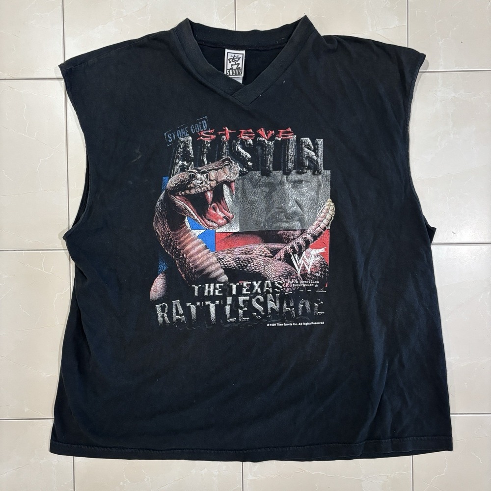 VTG 1999 Stone Cold Steve Austin The Texas Rattlesnake Muscle Shirt Size XL WWE
